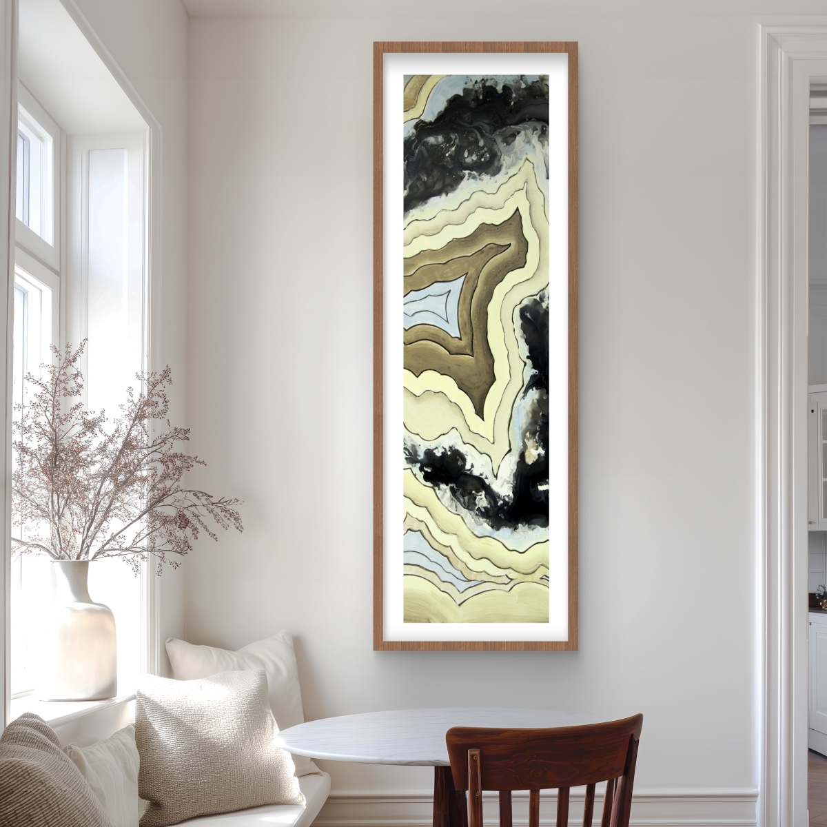 C1FM2060XP36M1 20 x 60 in. Lace Agate - Modern Framed Matted Print Wall Art for Bathroom Decor