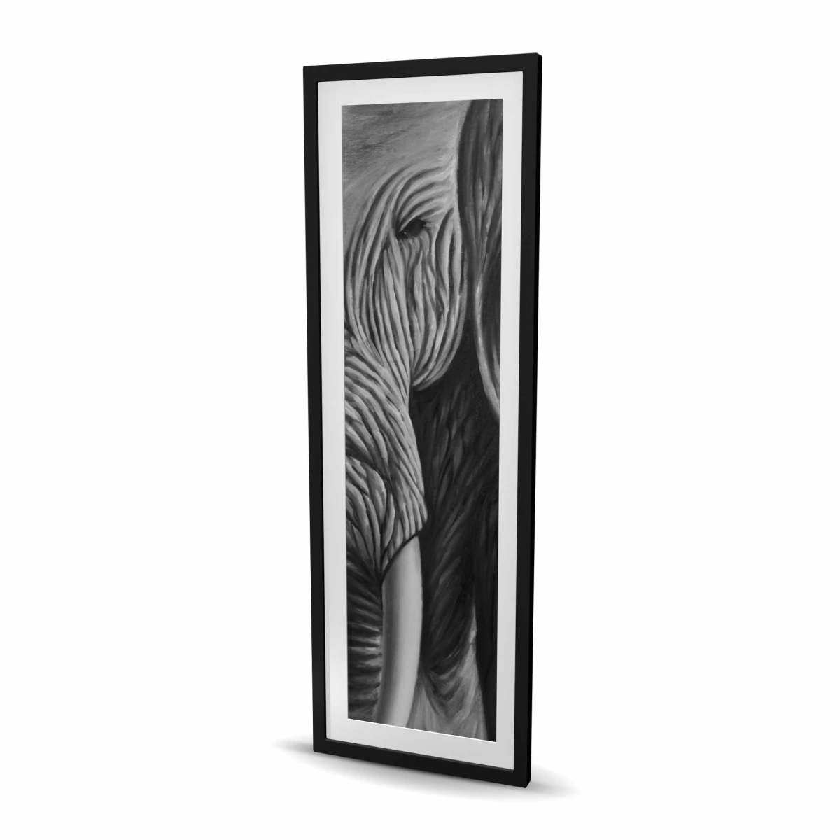 C1FM2060XTBACK 20 x 60 in. Elephant Monochrome Animals Framed Matted Print Wall Art - Home Decor