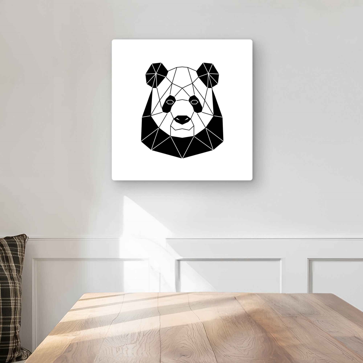 C1MP1616529NIP 16 x 16 in. Geometric Panda - White Wildlife Metal Print Wall Art for Home Decor