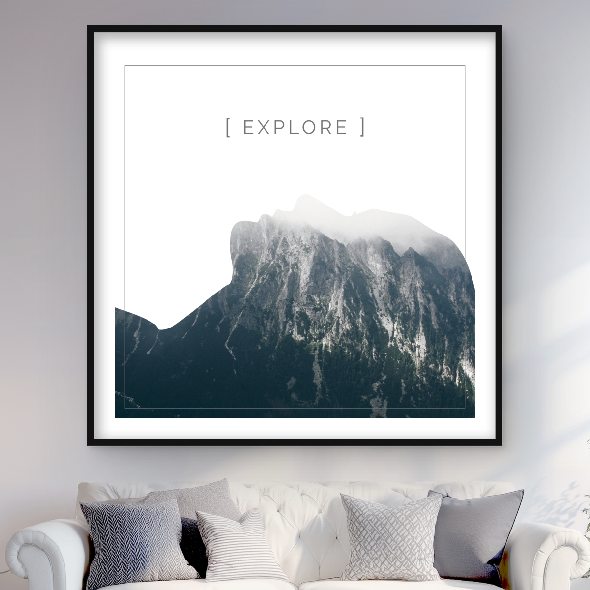 C1FM4848IUHMBV 48 x 48 in. Explore Livingroom Trees Framed Matted Print Wall Art - Home Decor