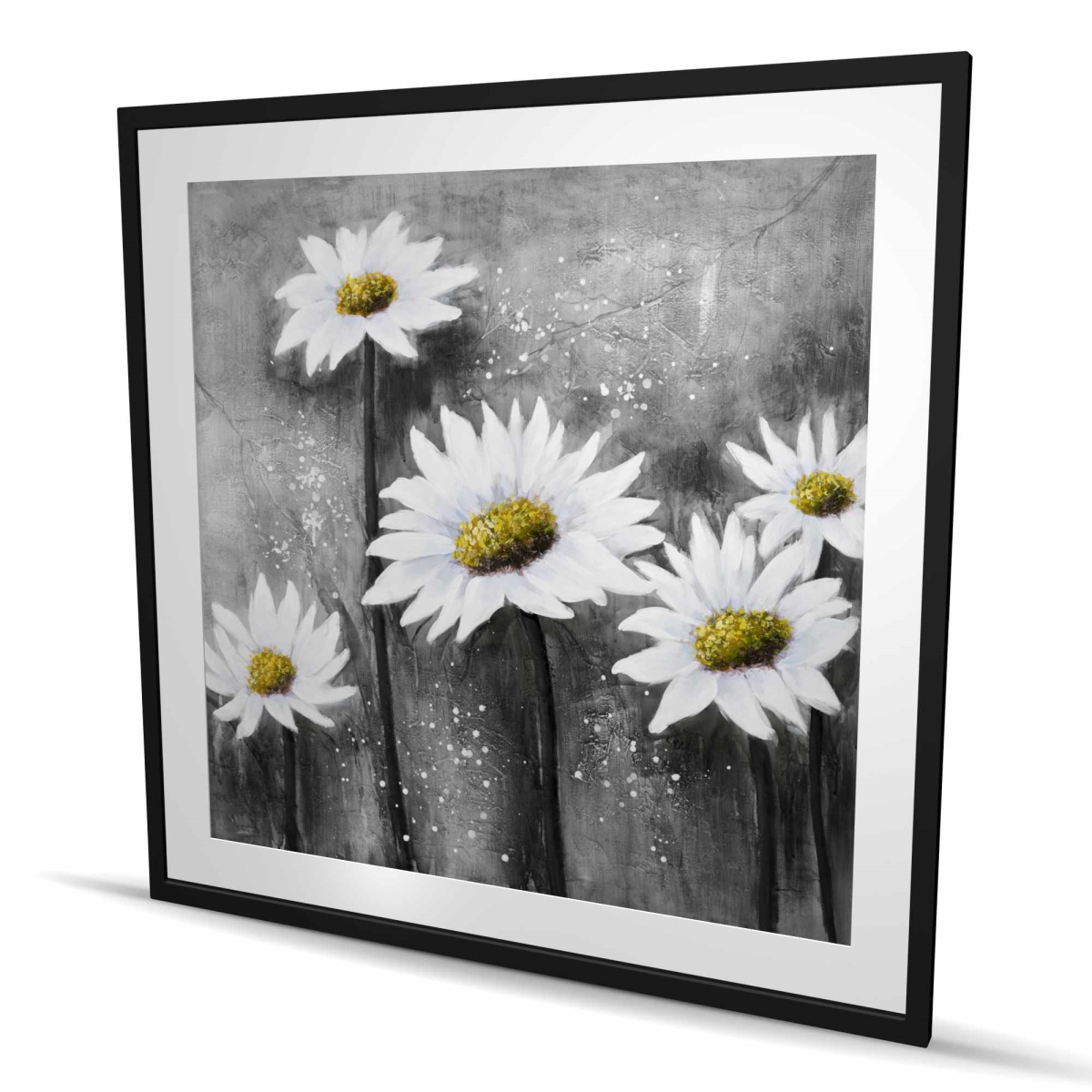 C1FM4848AO69C5 48 x 48 in. Daisies - White Framed Matted Print Wall Art - Home Decor Art