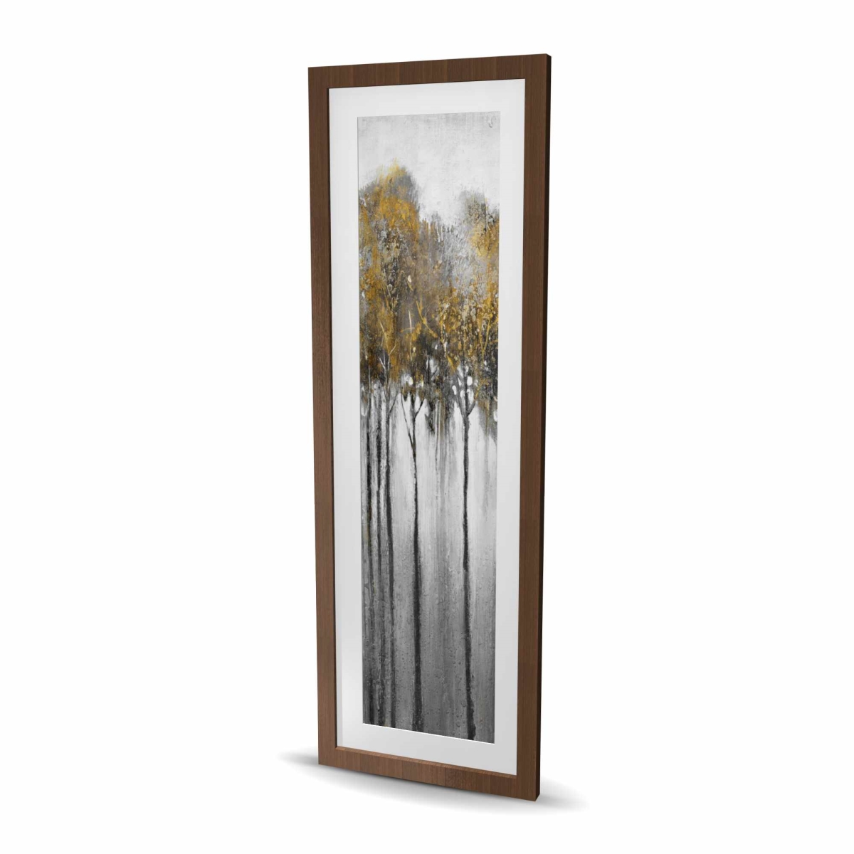 C1FM1648B4GJIX 16 x 48 in. Abstract Yellow Forest - Framed Matted Print Wall Art for Home Decor