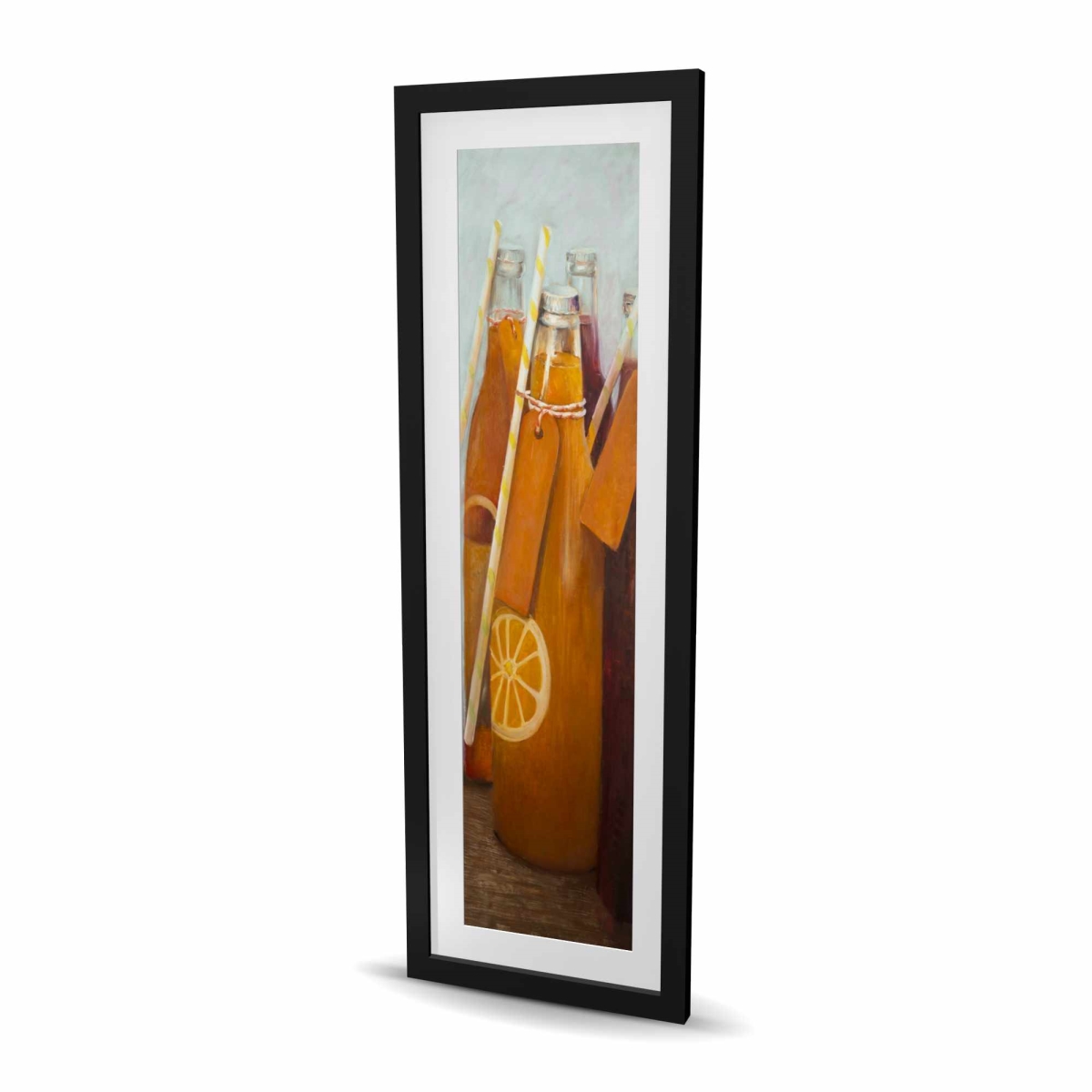 C1FM1648B4YJKN 16 x 48 in. Orange Kitchen Framed Matted Print Wall Art - Summer Drinks Decor