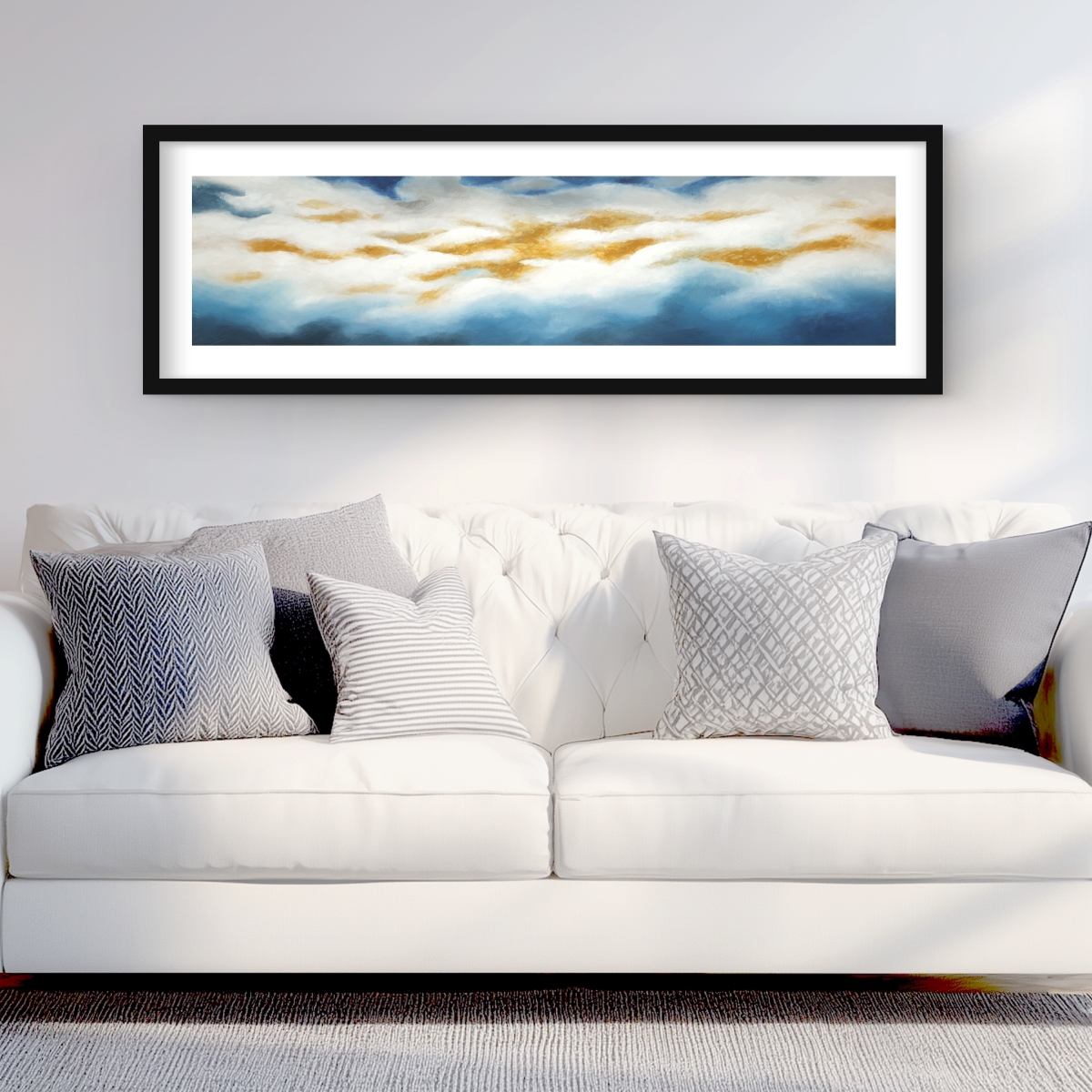 C1FM1648IAZBQP 16 x 48 in. Abstract Clouds - Pattern Bathroom Framed Print Wall Art - Home Decor