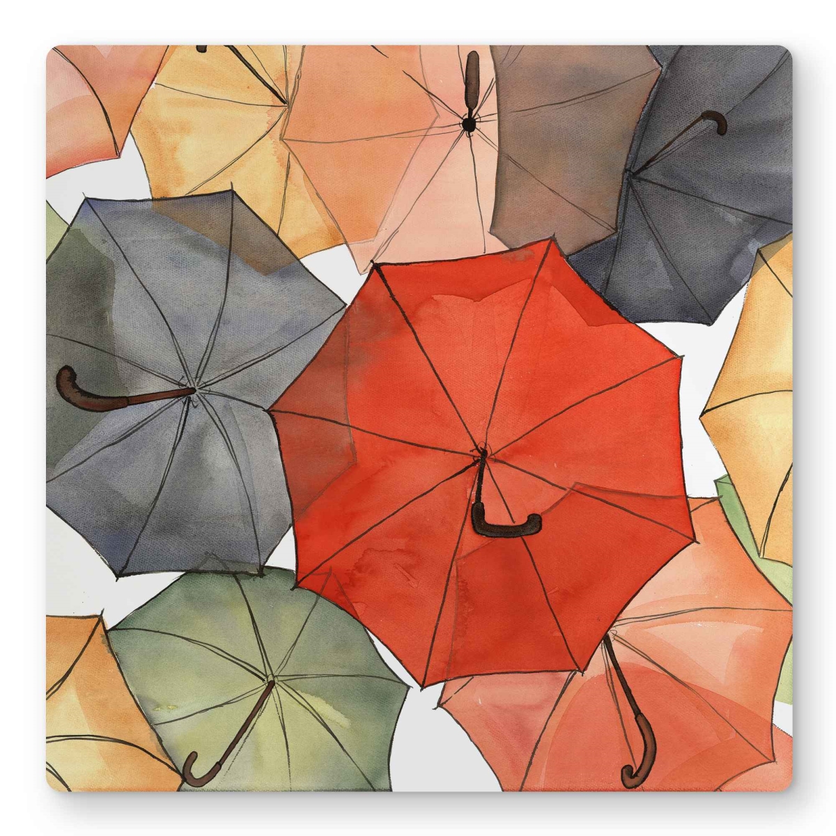 C1MP1616BHXJQI 16 x 16 in. The Umbrellas of Petit Champlain Wall Art - Illustrative Metal Print