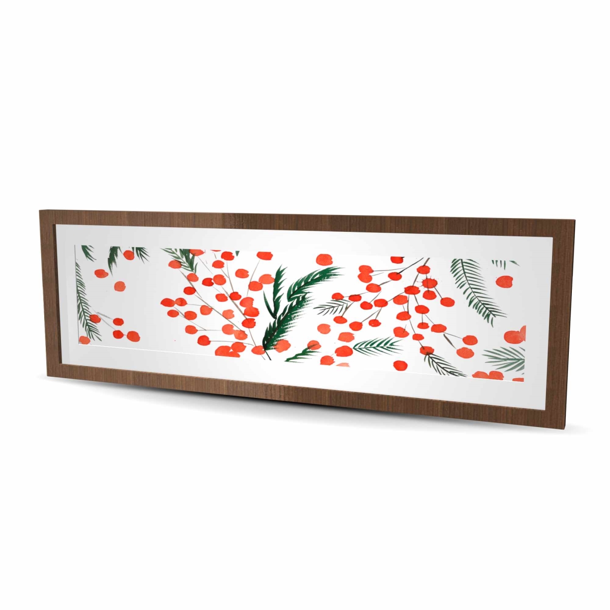 C1FM1648MH7P3Z 16 x 48 in. Mistletoe Leaf Pattern Framed Print Wall Art - Holiday Home Decor