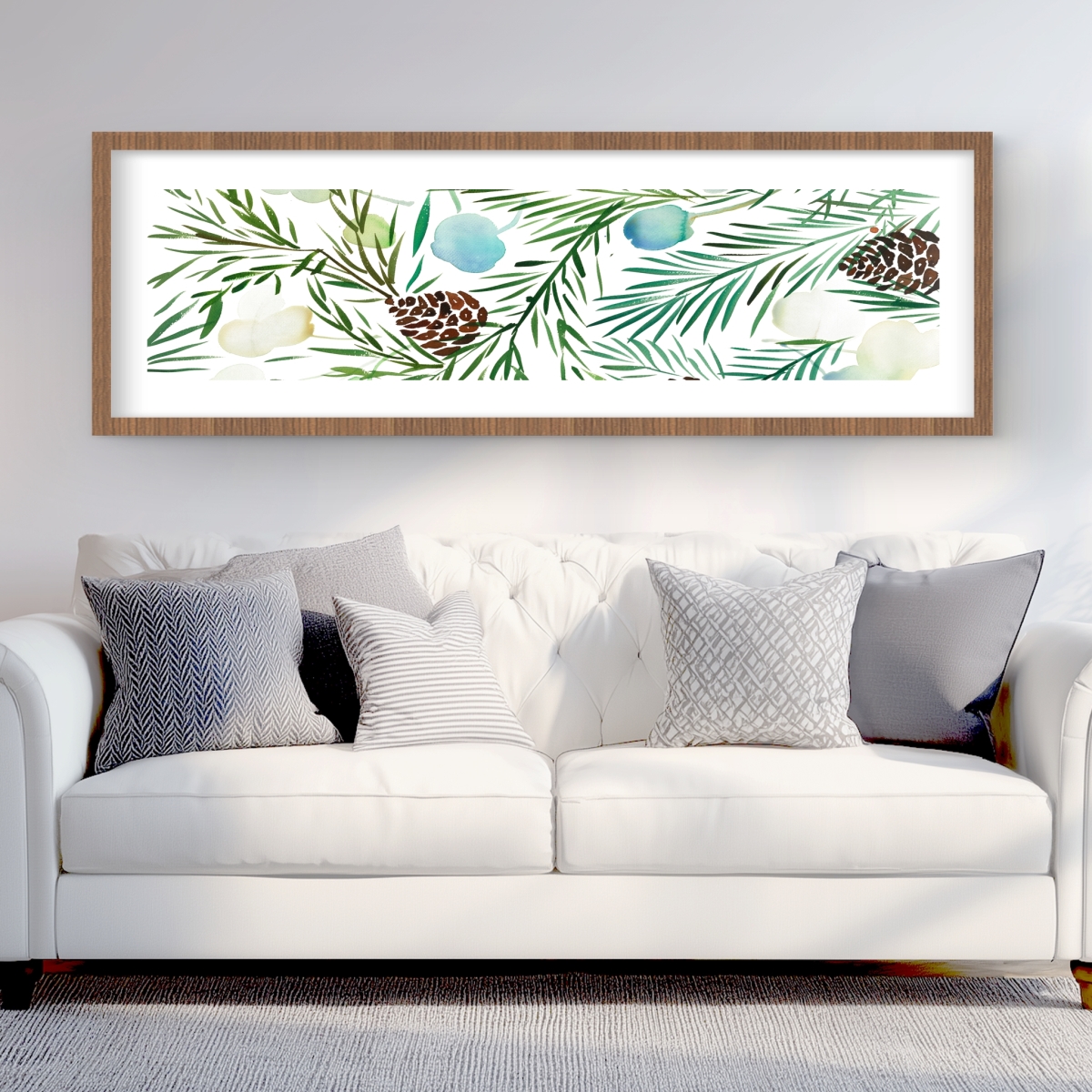C1FM2060KAAZH5 20 x 60 in. Pine Cone Pattern - Framed Matted Print Wall Art - Home Decor Art