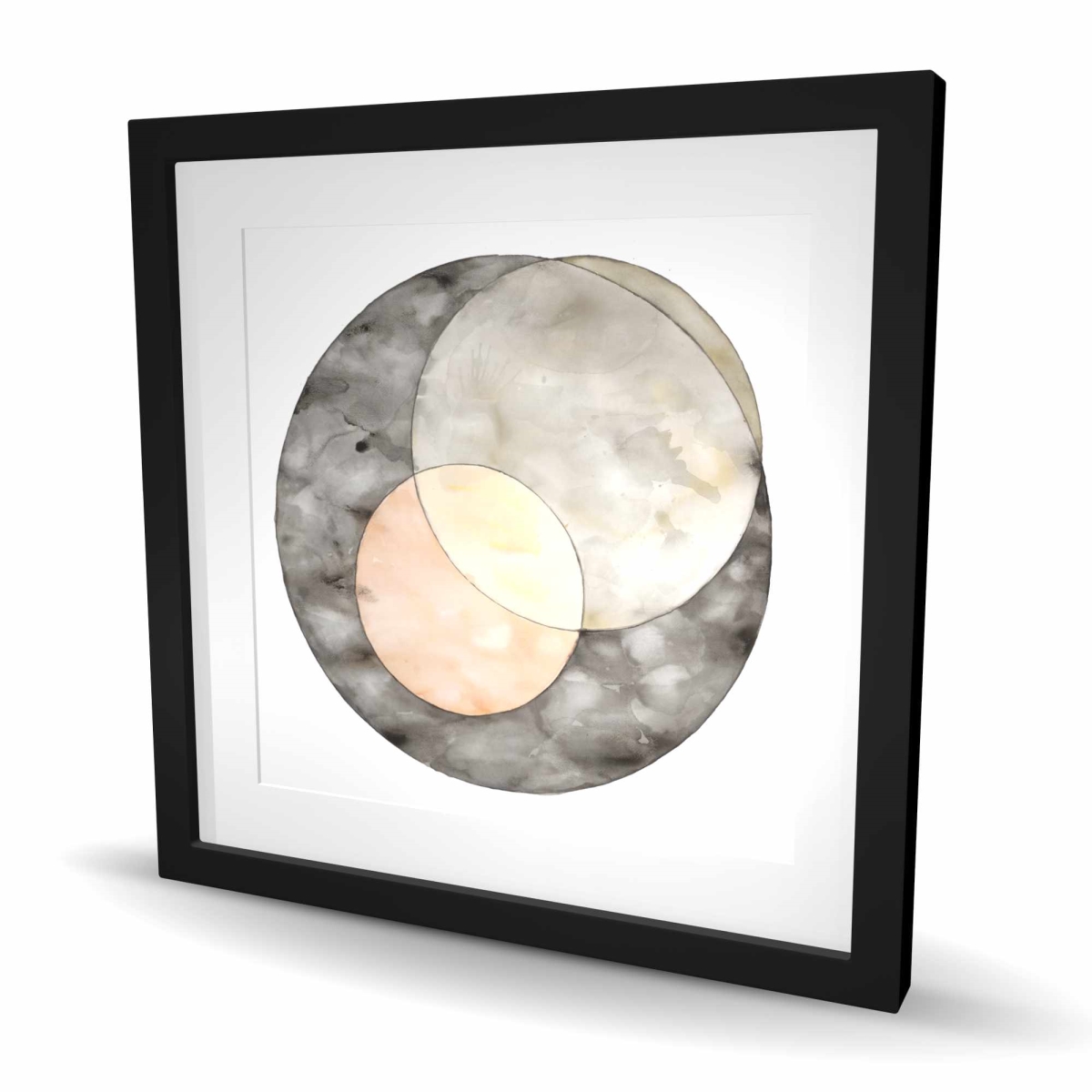 C1FM2424FL6A94 24 x 24 in. Interlocking Beige Pattern Framed Matted Print Wall Art - Home Decor