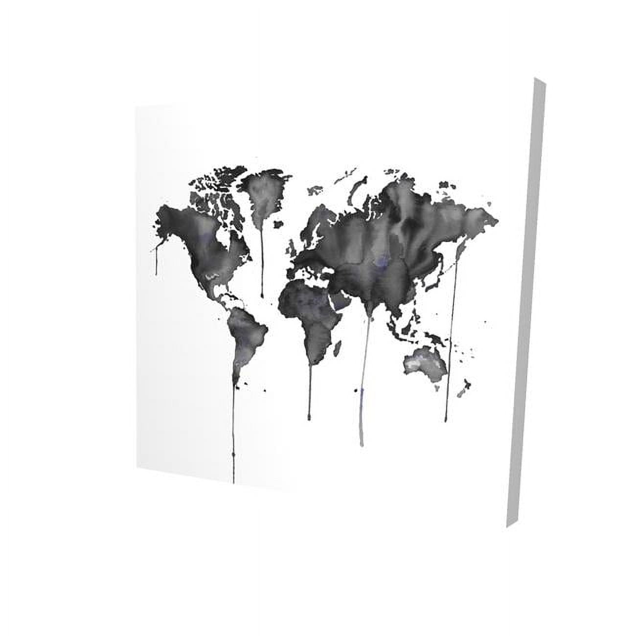 8 x 8 in. Watercolor World Map-Print on Canvas