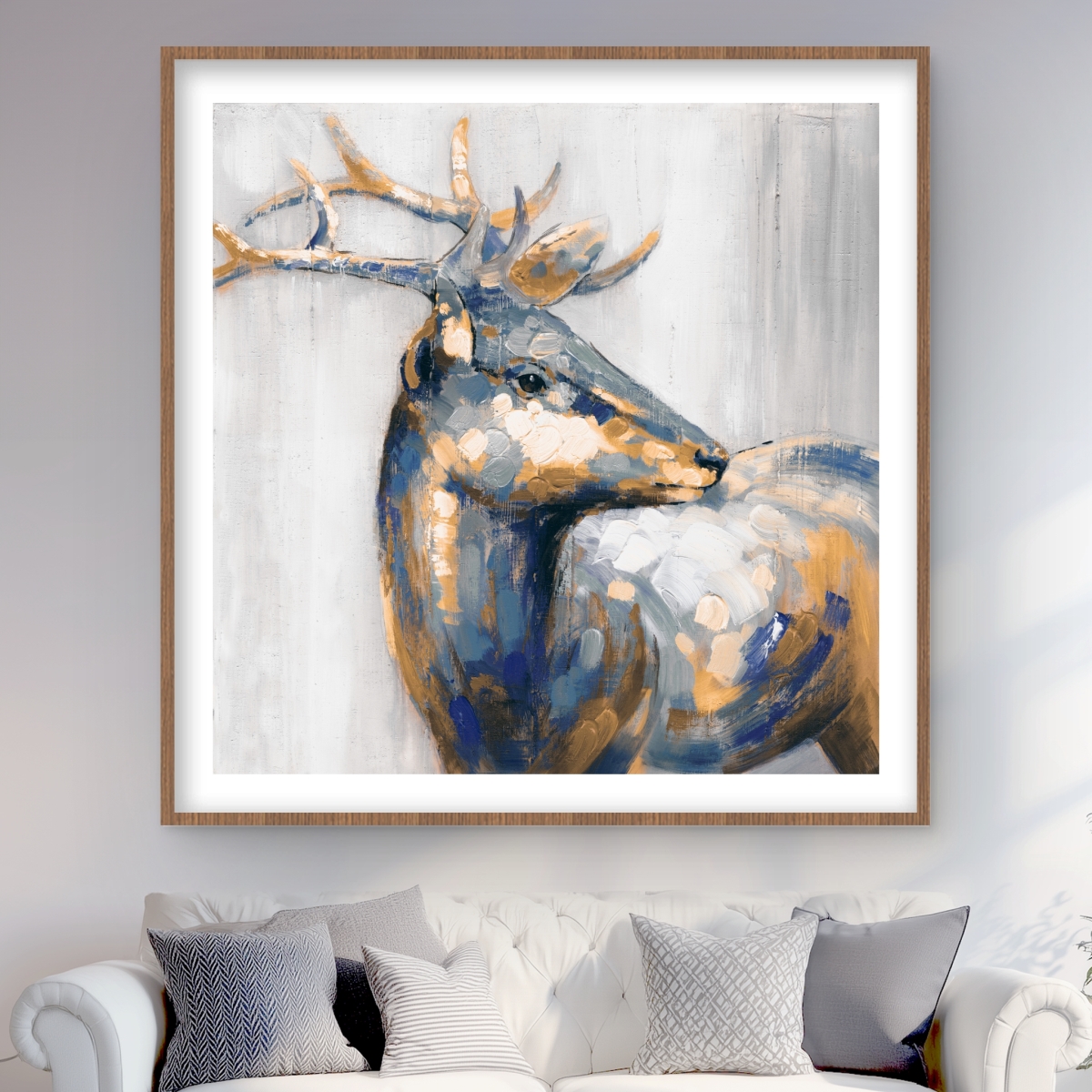 C1FM4848O1JGB0 48 x 48 in. Golden Deer - Framed Matted Print Wall Art for Home Decor - Art Firm