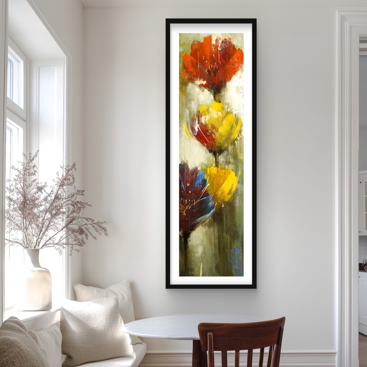 C1FM2060NG203A 20 x 60 in. Orange Floral & Botanical Print Wall Art - Framed Home Decor