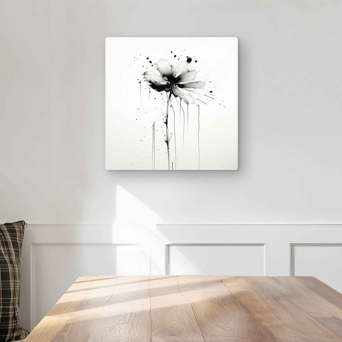 C1MP1616NMN2YR 16 x 16 in. Exploding Flower - Minimalist Black Metal Print Wall Art - Home Decor