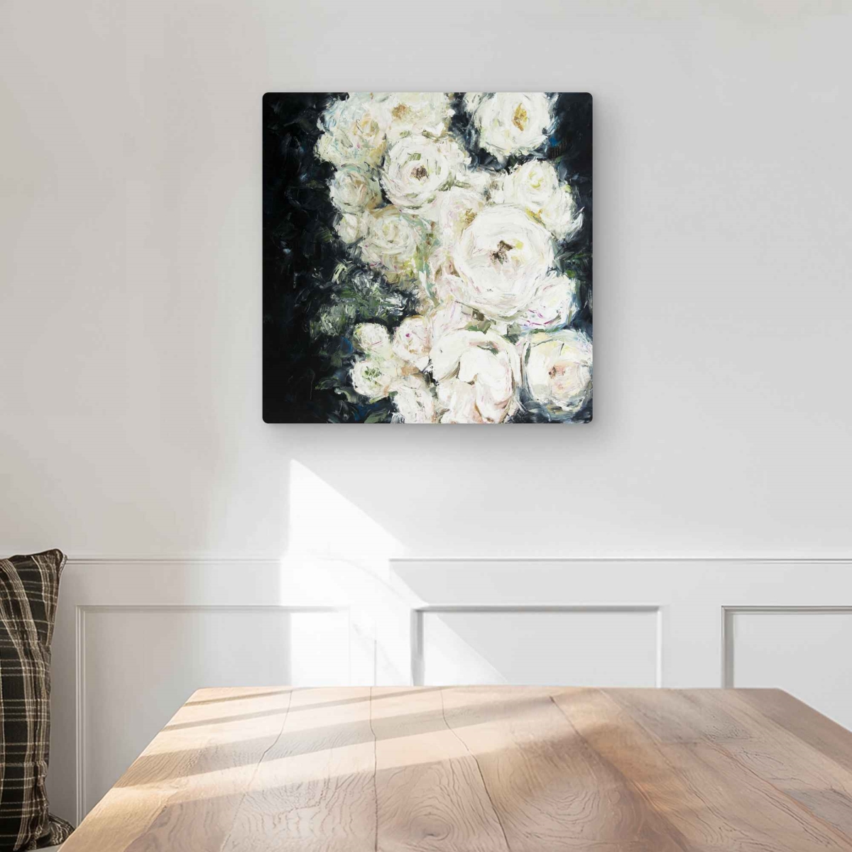 C1MP1616OGB8MW 16 x 16 in. Garden Roses Black Metal Print Wall Art - Floral Home Decor