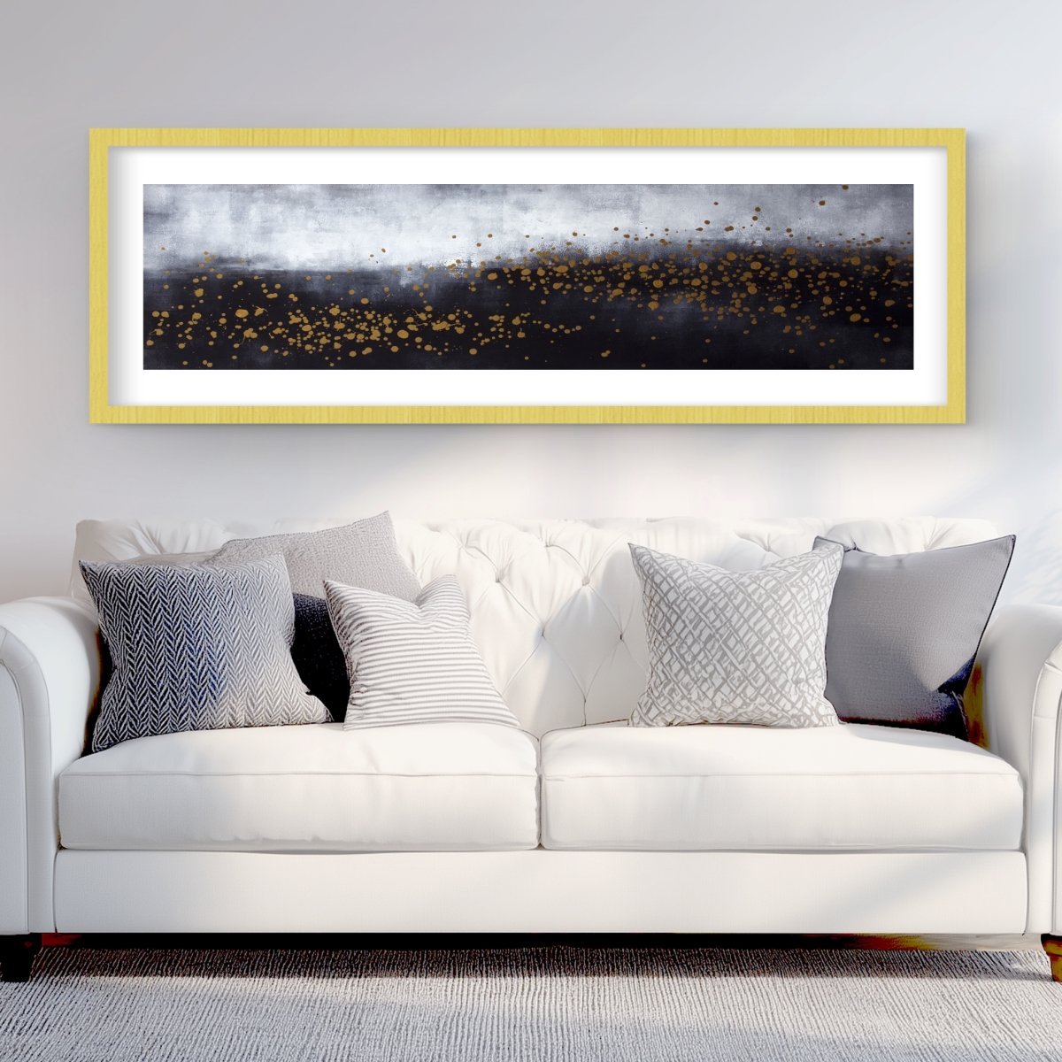 C1FM2060H6HKJX 20 x 60 in. Two Shades of Gray with Gold Dots Wall Art - Man Cave Decor Print