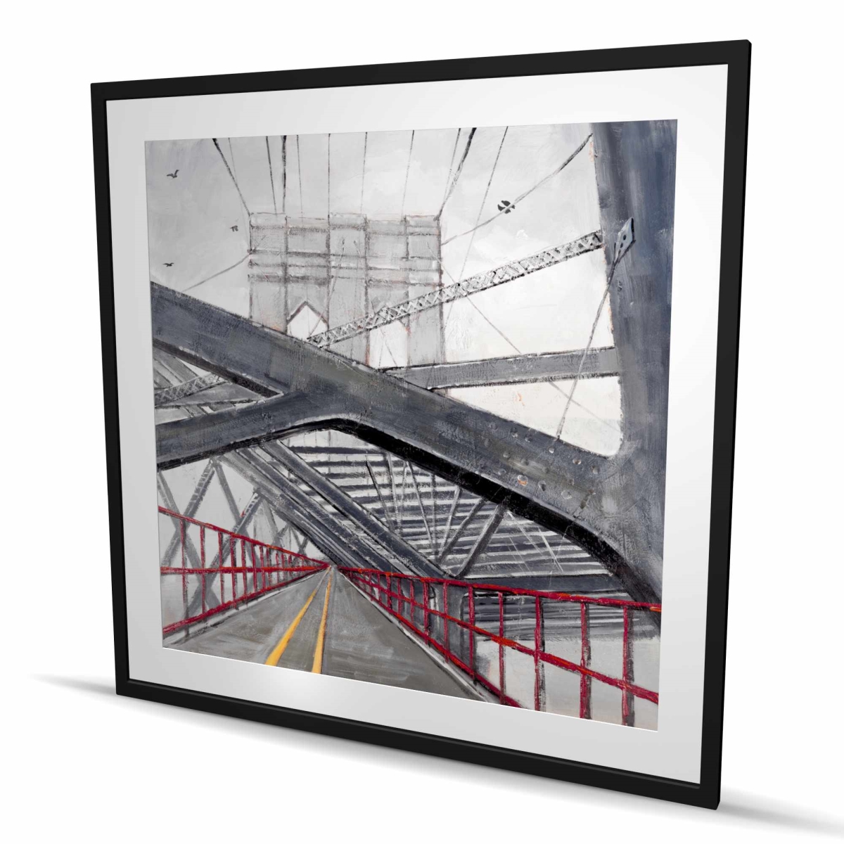 C1FM4848ZVTRDF 48 x 48 in. Under the Brooklyn Bridge - Framed Matted Print Wall Art - Home Decor