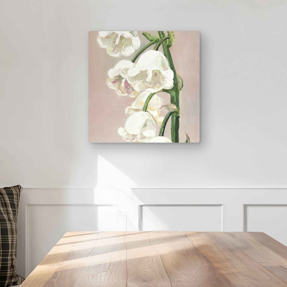 C1MP1616ZLPO5Z 16 x 16 in. Lily of the Valley Flowers Wall Art - Leaves Bedroom Metal Print