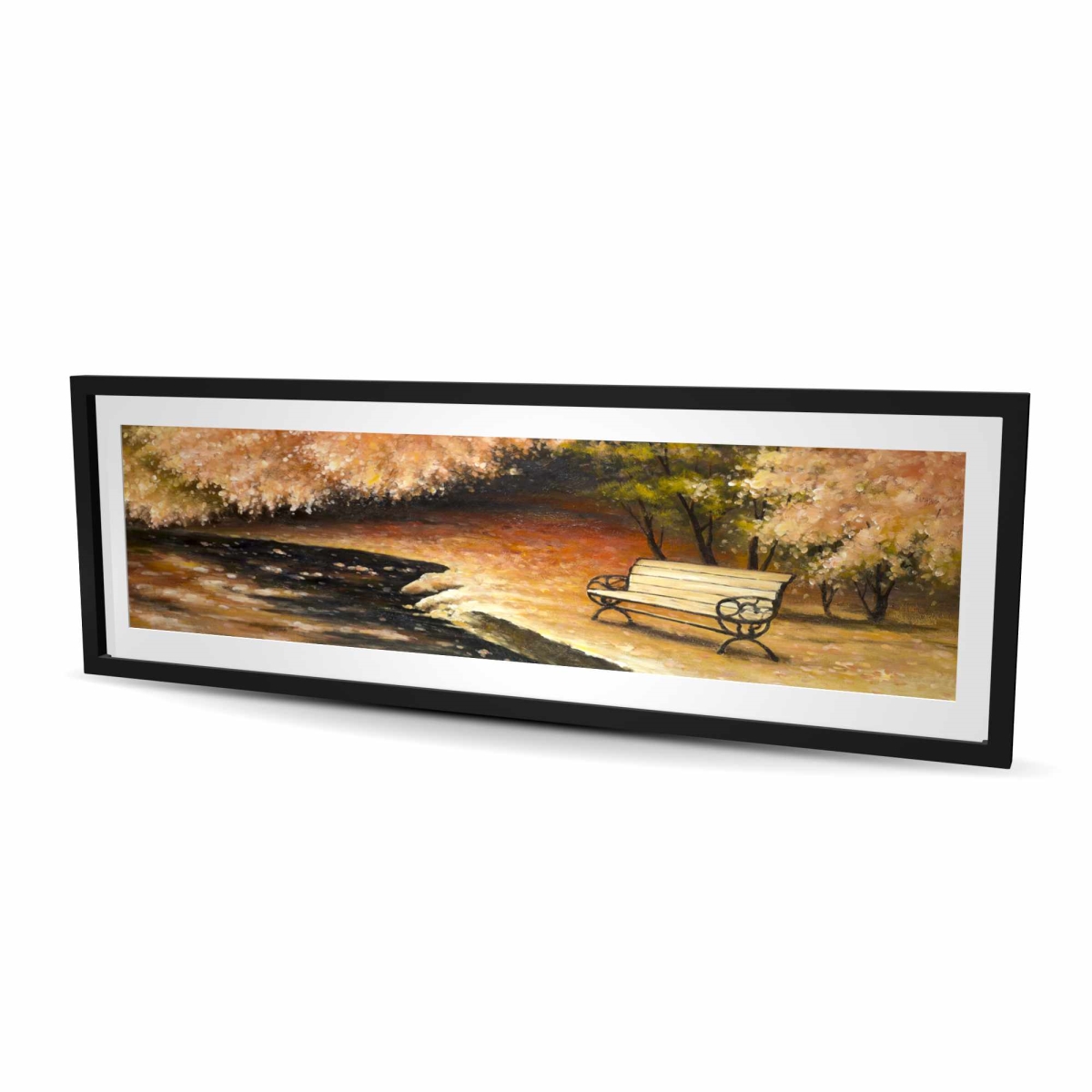C1FM2060SSHSTK 20 x 60 in. Park Bench by Fall - Contemporary Livingroom Framed Print Wall Art