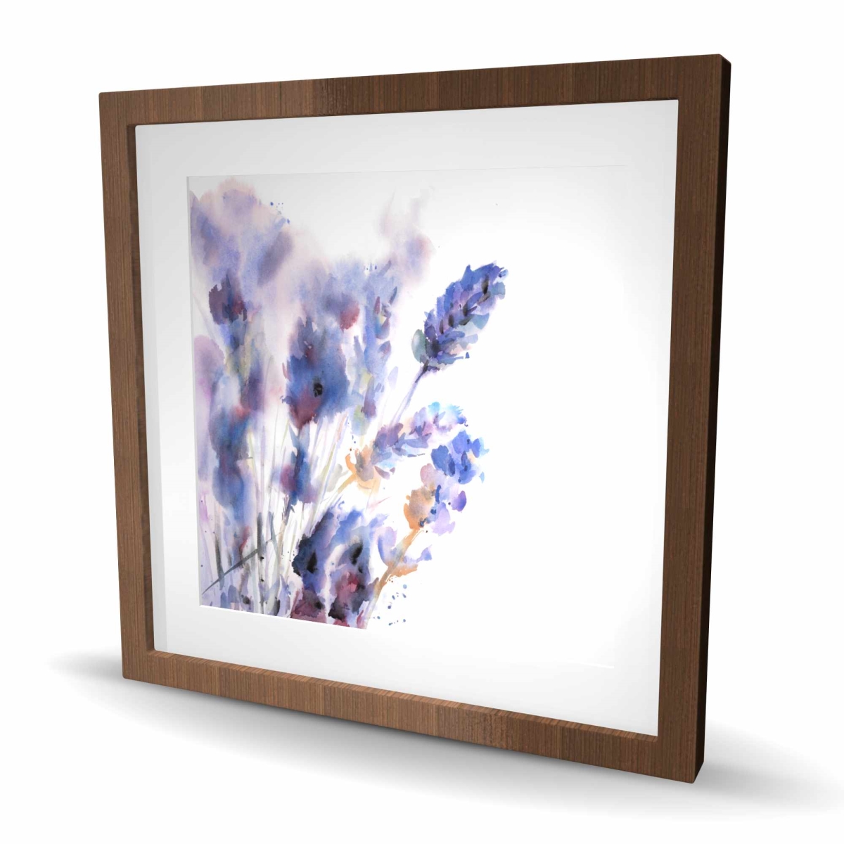C1FM242486TRN5 24 x 24 in. Watercolor Lavender Flowers Print Wall Art - Framed Matted Home Decor