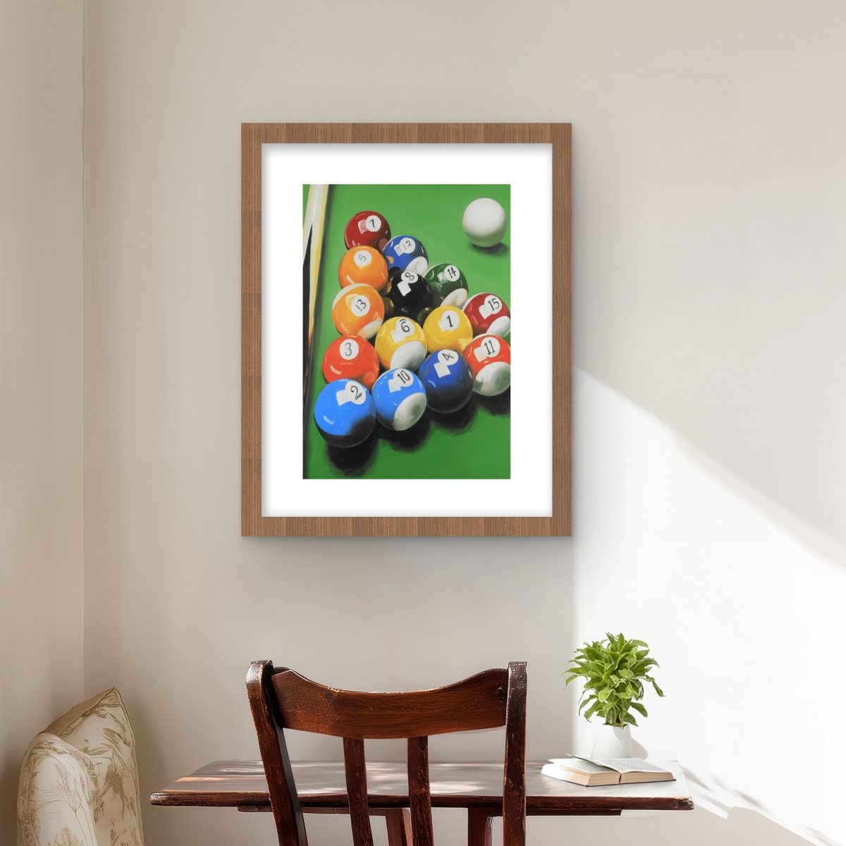 C1FM1620QFAIVJ 16 x 20 in. Hyperrealist Green Framed Pool Table Print Wall Art - Home Decor Art