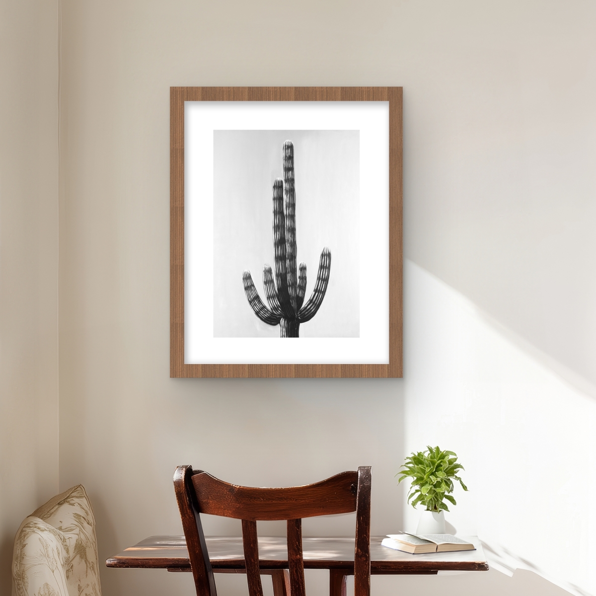 C1FM1620SGCJXE 16 x 20 in. Cactus - Black & White Floral Botanical Print Wall Art - Home Decor