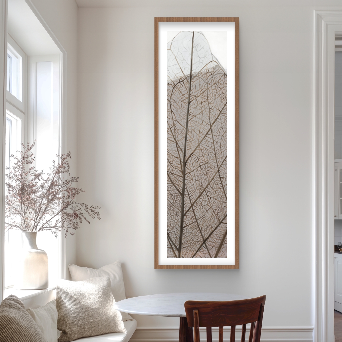 C1FM2060SK4F7P 20 x 60 in. Translucent Dried Leaves - Brown Hyperrealist Framed Print Wall Art