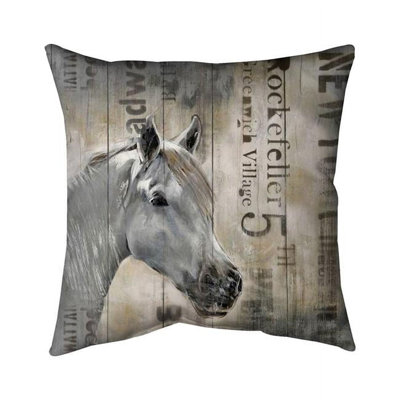 20 x 20 in. Rustic White Horse-Double Sided Print Indoor Pillow