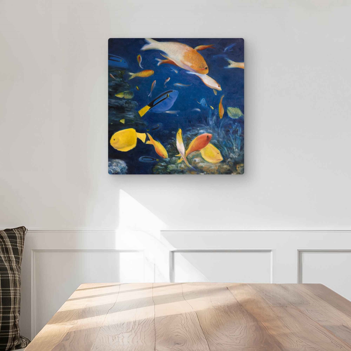 C1MP1616ACXW86 16 x 16 in. Colorful Fish Under the Sea Wall Art - Bathroom Aquatic Metal Print