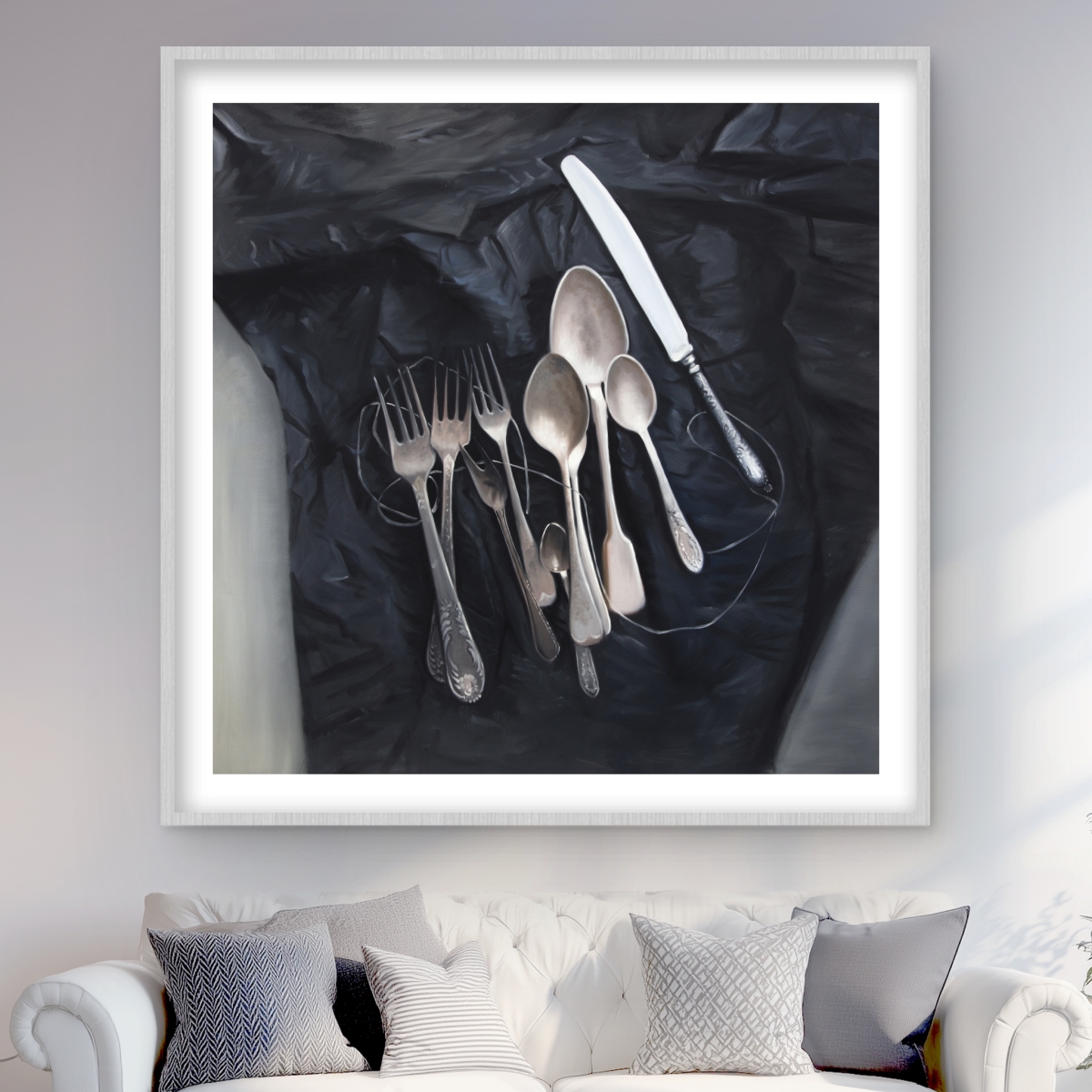 C1FM4848JA8ZJQ 48 x 48 in. Vintage Cutlery Still Life Print Wall Art - Framed Home Decor Art