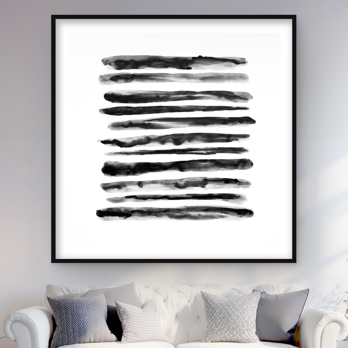 C1FM4848TU316B 48 x 48 in. Hatching - Bathroom White Framed Matted Print Wall Art - Home Decor