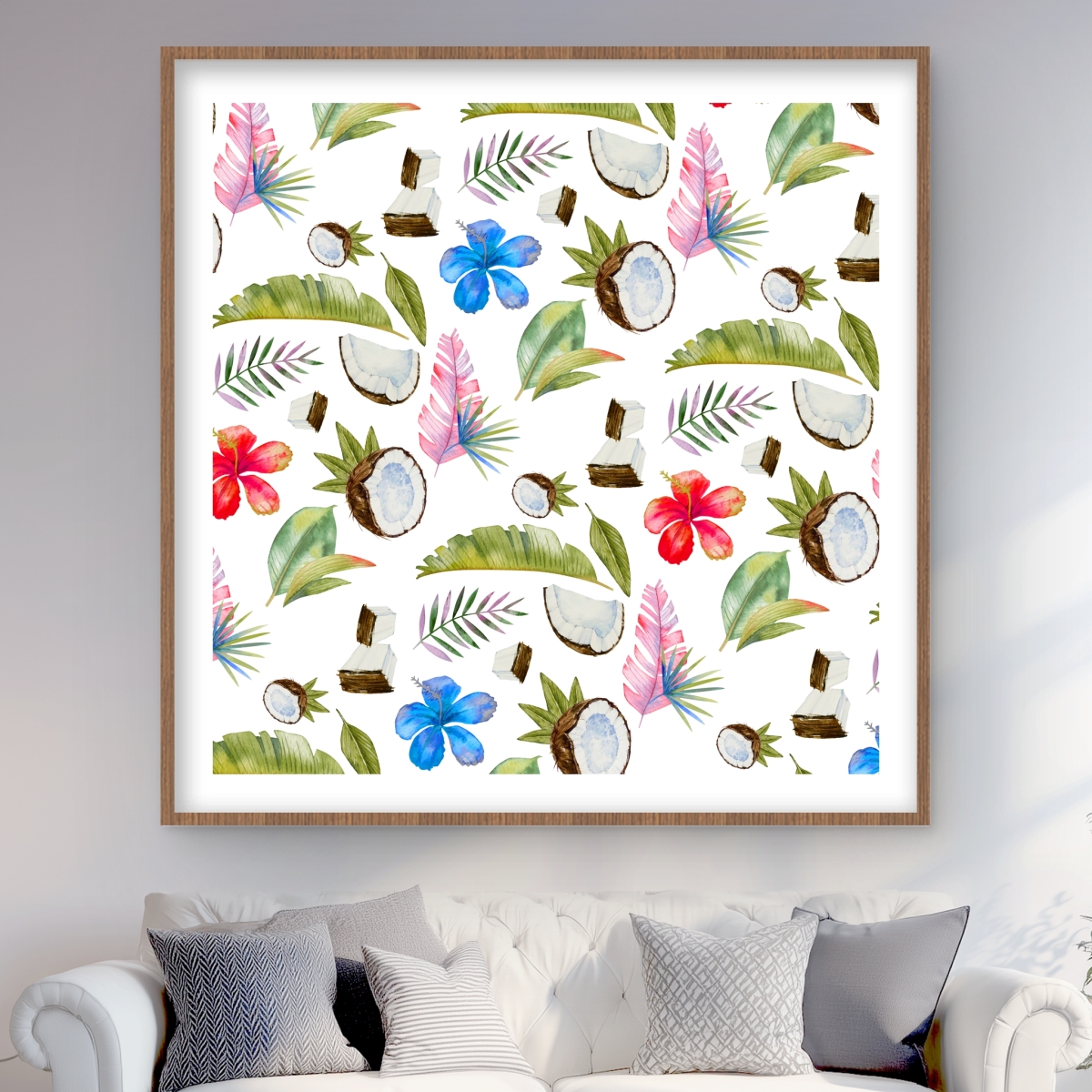 C1FM4848ZEUGIP 48 x 48 in. Tropical Pattern - Exotic Framed Matted Print Wall Art for Home Decor