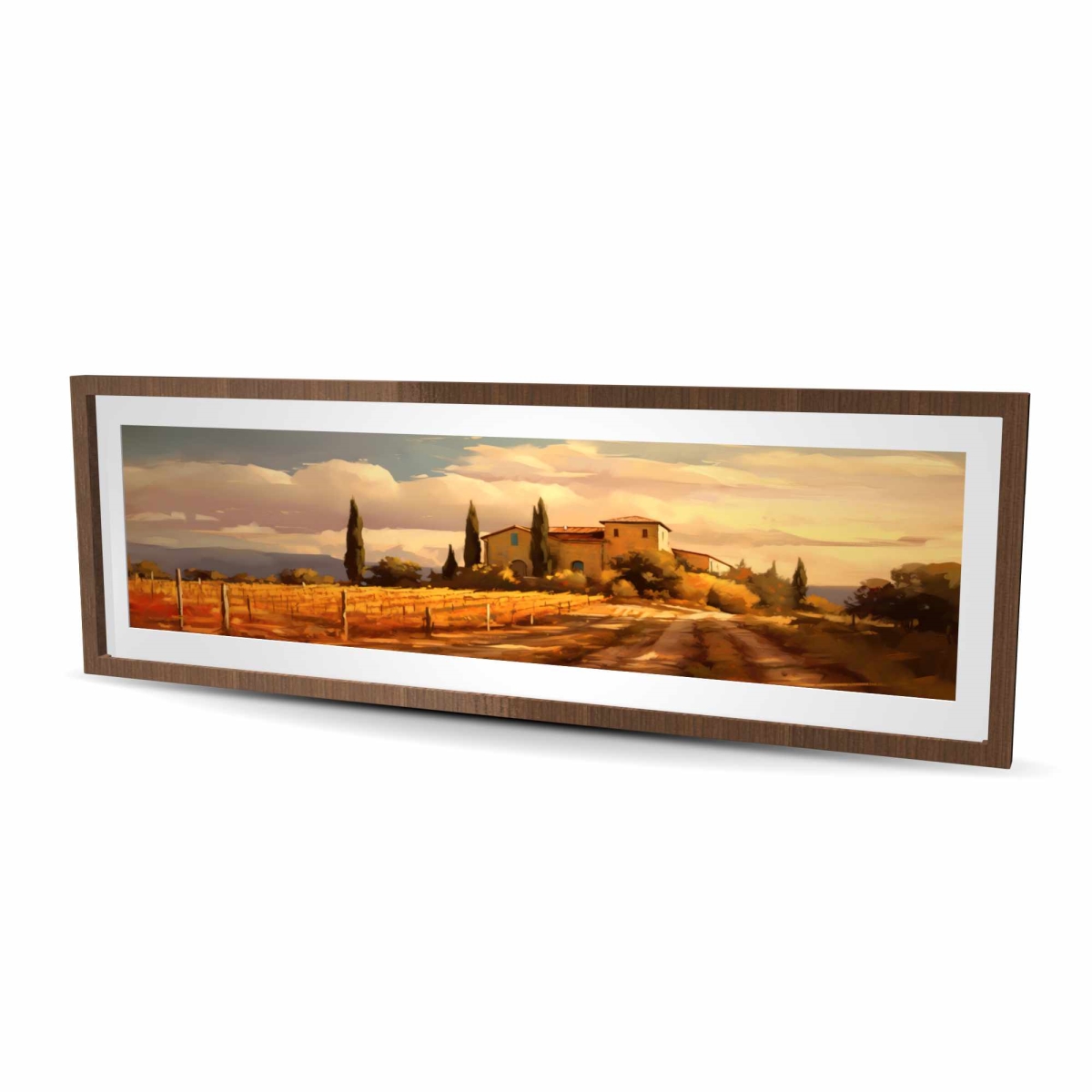 C1FM2060R2KAB4 20 x 60 in. Calm Evening - Bedroom Trees Framed Matted Print Wall Art for Decor