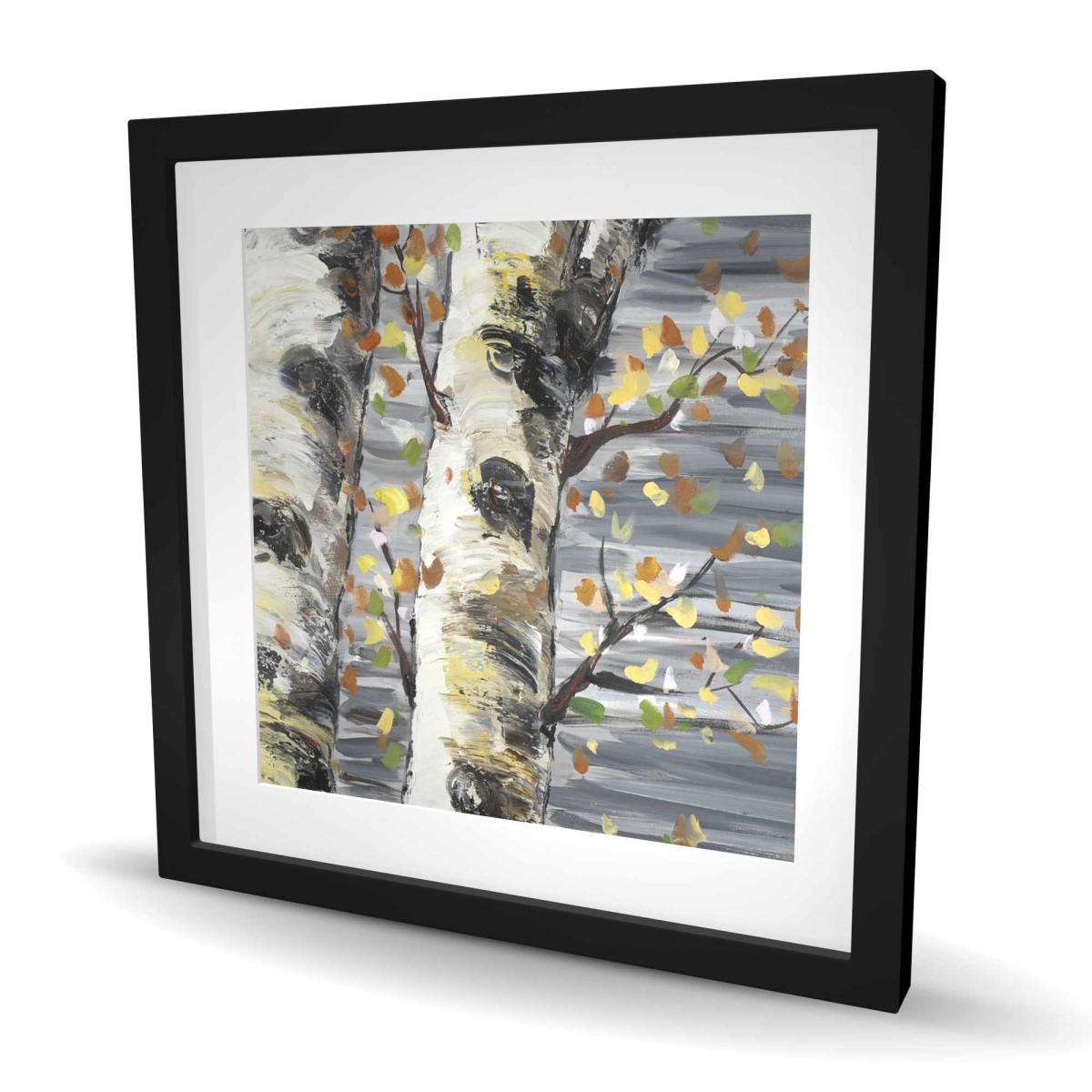 C1FM24248DC95L 24 x 24 in. Budding White Birches - Seasons Trees Framed Matted Print Wall Art