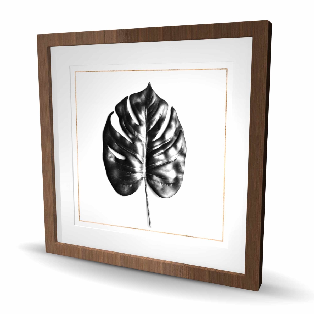 C1FM2424EDTVPP 24 x 24 in. Split Leaf Philodendron Print with Gold Lines Wall Art - Home Decor