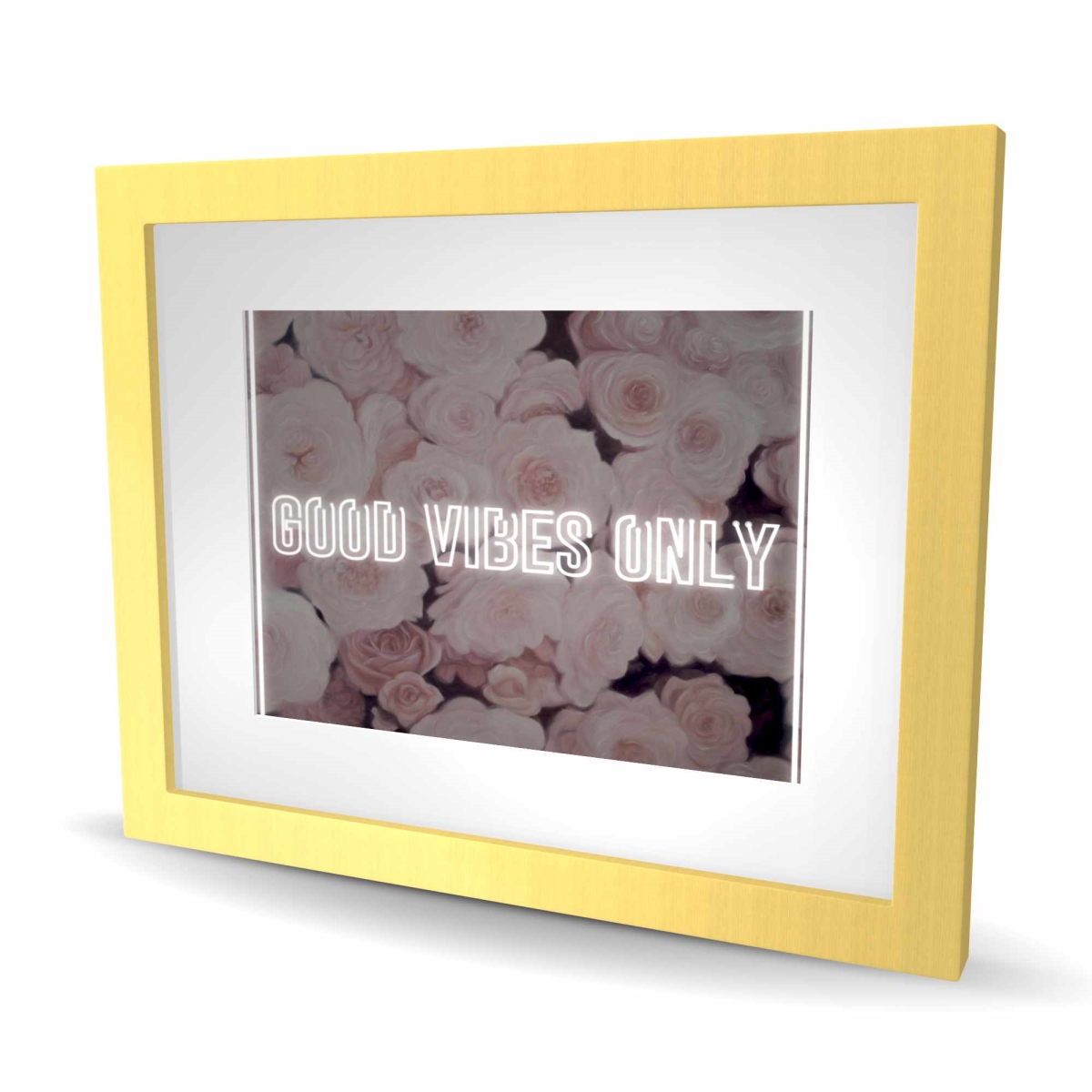 C1FM1620AAZJKM 16 x 20 in. Good Vibes Only - Roses Wall Art - Retro Flowers Matted Print Decor