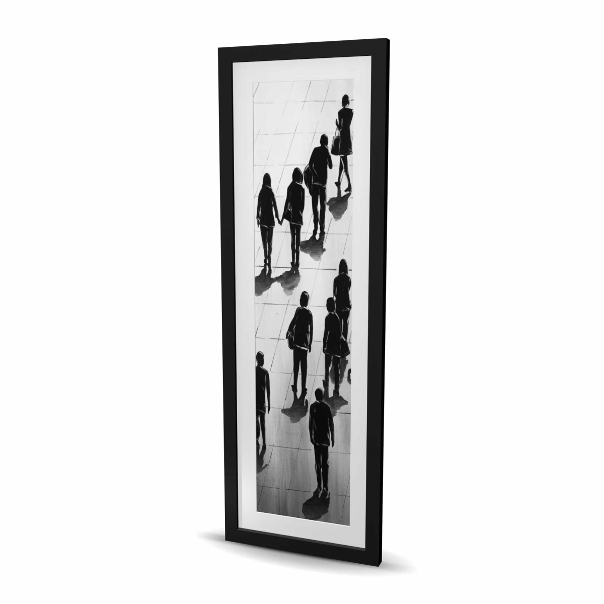 C1FM1648EERX3Z 16 x 48 in. Silhouettes of People on the Street - Black Framed Print Wall Art