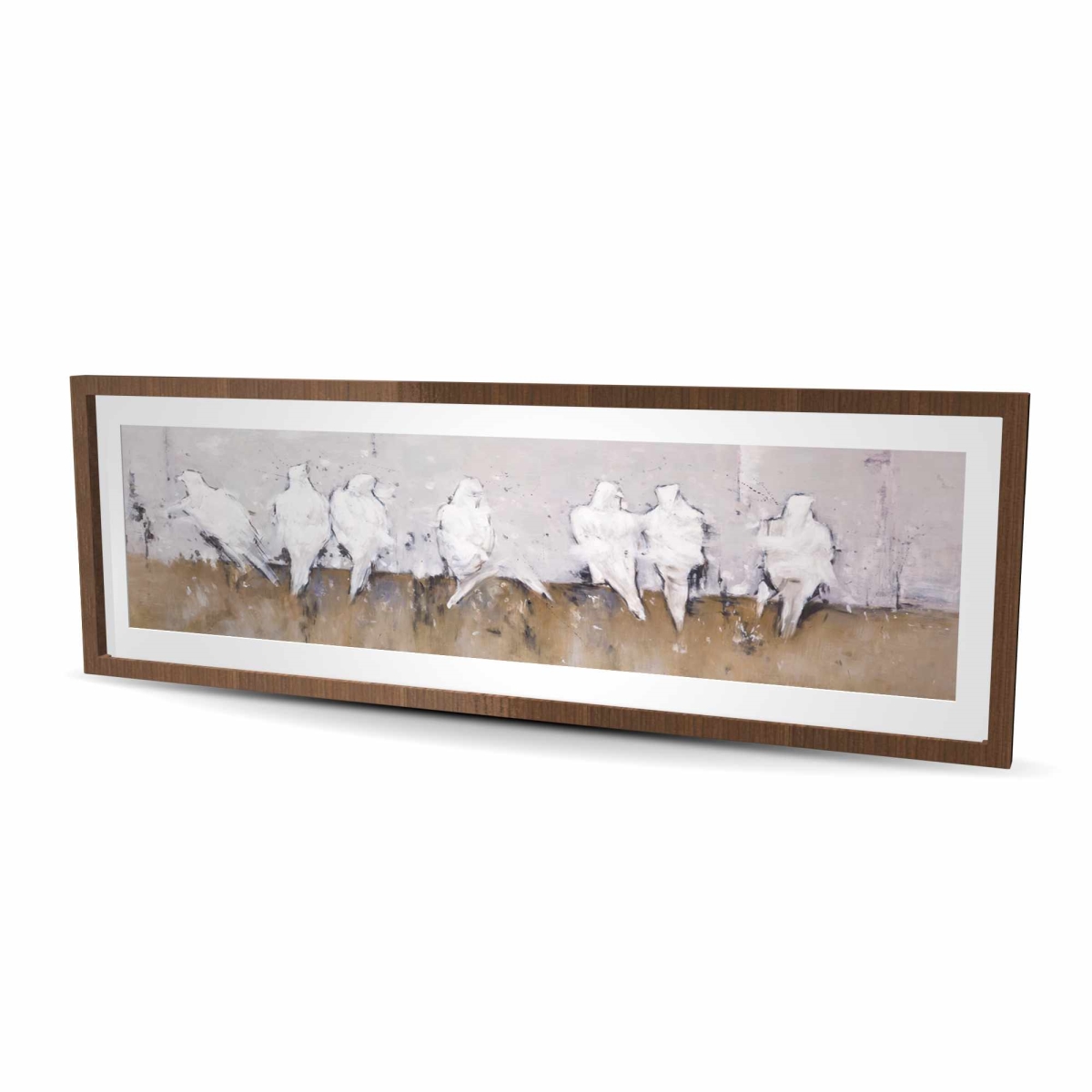 C1FM206092F99F 20 x 60 in. Abstract Perched Birds - Framed Matted Print Wall Art for Home Decor