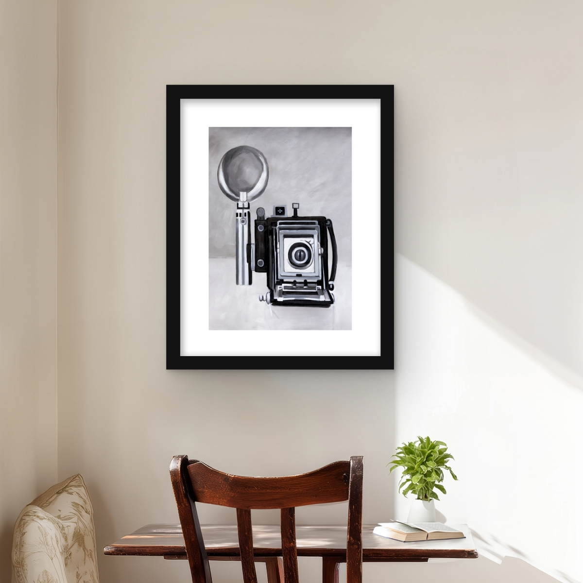 C1FM1620MYQDLP 16 x 20 in. Antique Camera Black Object Framed Matted Print Wall Art - Home Decor