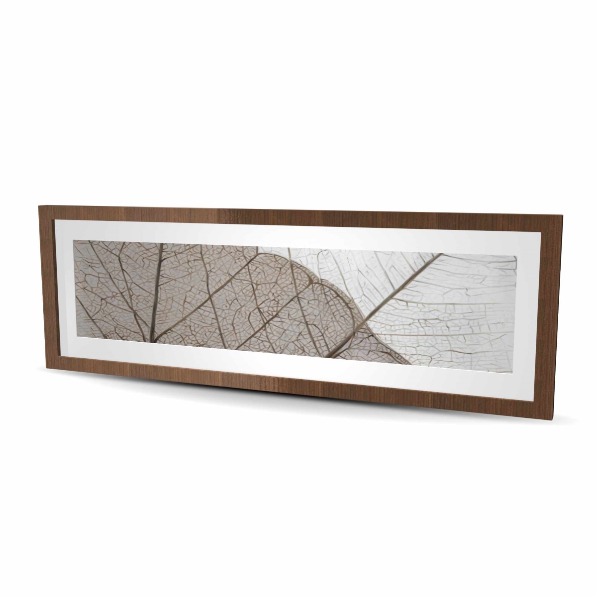 C1FM1648FE7XP9 16 x 48 in. Translucent Dried Leaves Wall Art - Beige Floral Framed Print Decor