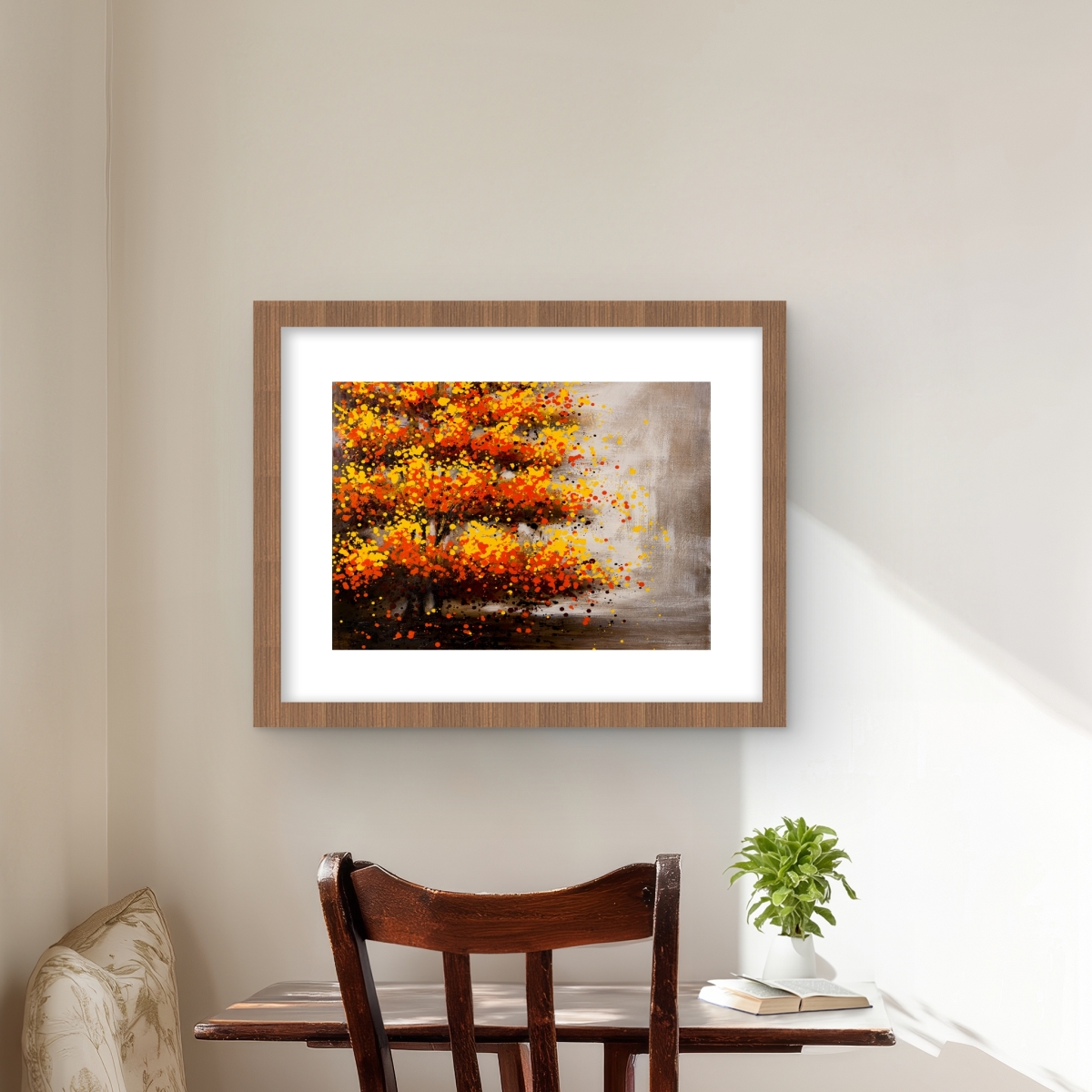 C1FM1620UW46F4 16 x 20 in. Dotted Tree - Framed Matted Print Wall Art - Office Landscapes Decor
