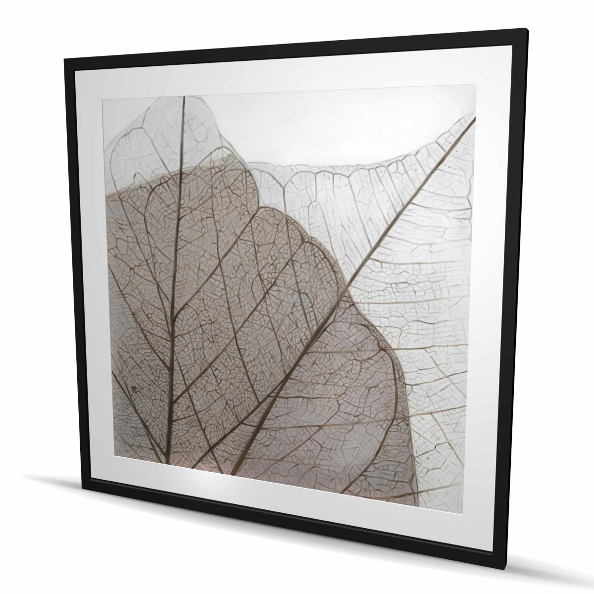 C1FM48488LL1LZ 48 x 48 in. Translucent Dried Leaves - Brown Botanical Framed Print Wall Art