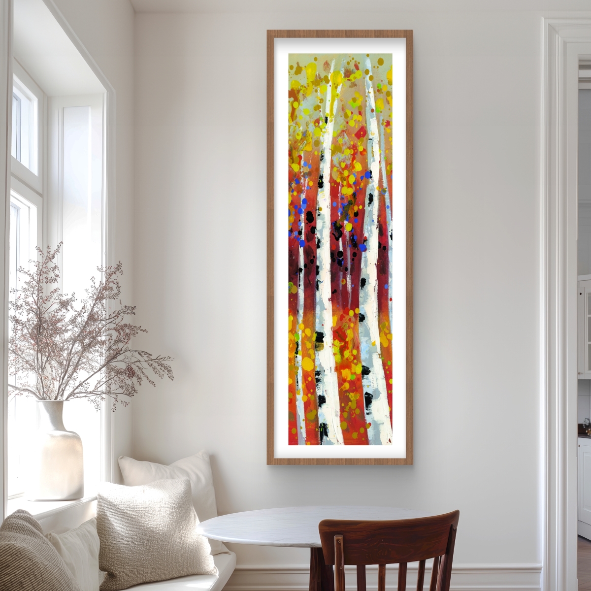 C1FM2060KSIJFV 20 x 60 in. Colored Birches - Red Trees Framed Matted Print Wall Art - Home Decor