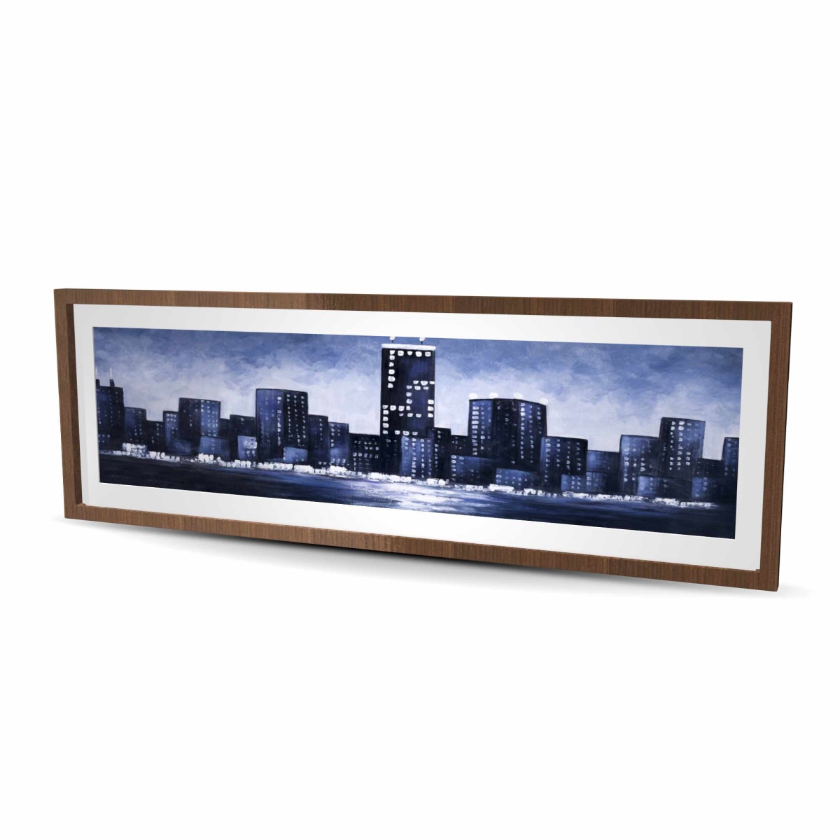 C1FM2060H9WRAZ 20 x 60 in. Dark Blue Cityscape - Industrial Cities Framed Matted Print Wall Art
