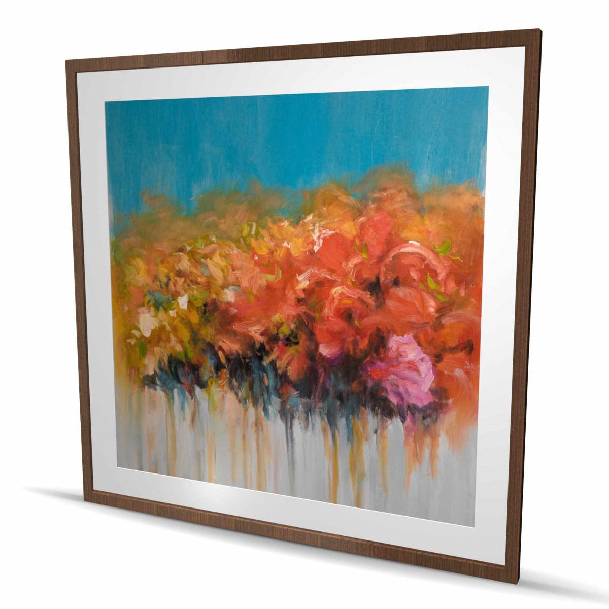 C1FM4848LFGCUR 48 x 48 in. Orange Flowers Bundle - Framed Matted Print Wall Art for Home Decor
