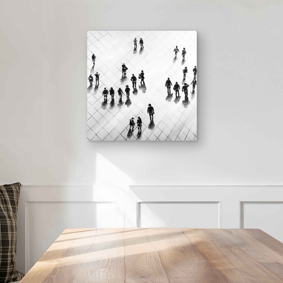 C1MP1616JSVDCJ 16 x 16 in. Overhead View of People on the Street Wall Art - Black Metal Print
