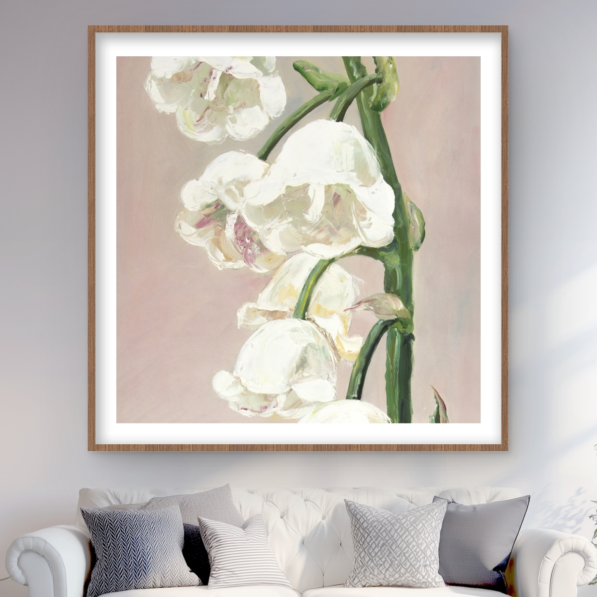 C1FM4848T7A4KE 48 x 48 in. Lily of the Valley Flowers - Framed Matted Print Wall Art for Decor