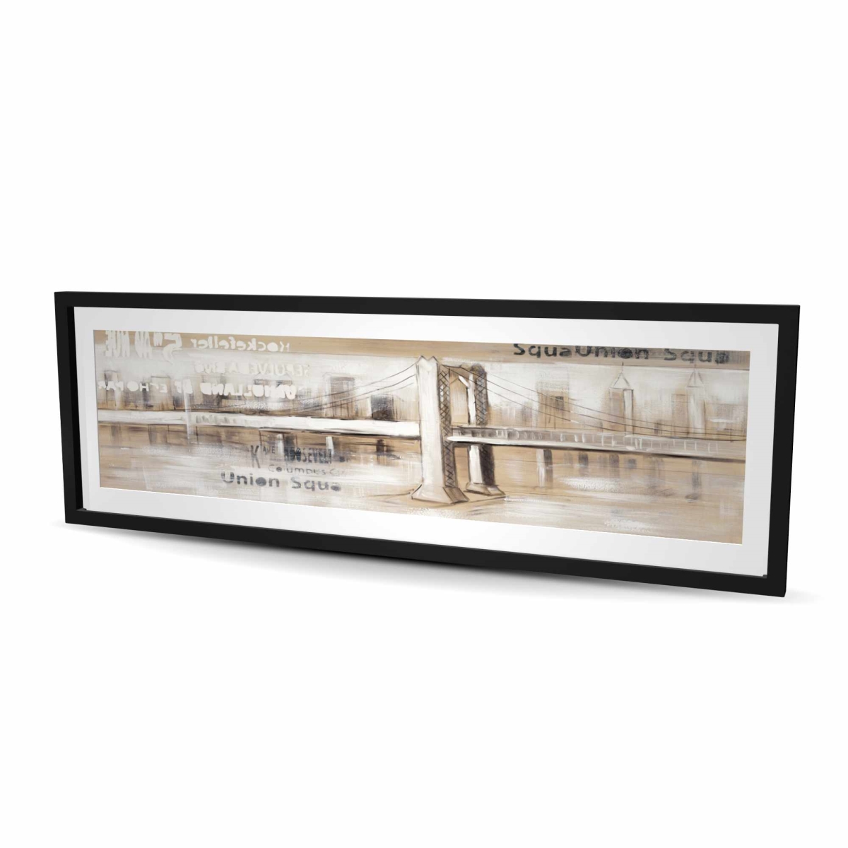 C1FM20605MG7RQ 20 x 60 in. Abstract Bridge with Typography - Cities Beige Framed Print Wall Art