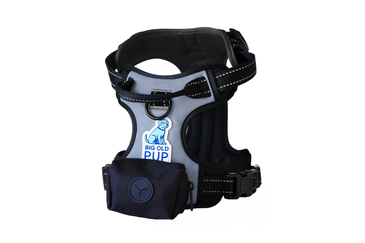 BOP H-1S  5-in-1 Reflective Dog Harness with Built-In Leash, Seatbelt Clip, Waste-Bag Pouch, Quick-Fit Buckles  Small