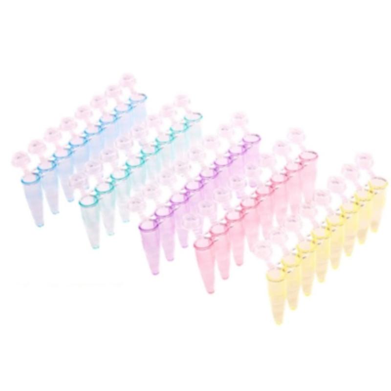 5060-4 0.2 ml 8-Strip Tubes with Individually-Attached Angular Flat Caps, Assorted
