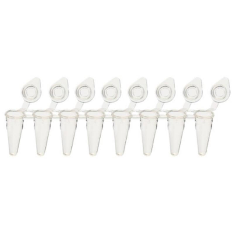 5060-5 0.1 ml 8-Strip Low-Profile Tubes with Individually-Attached Angular Flat Caps, Clear