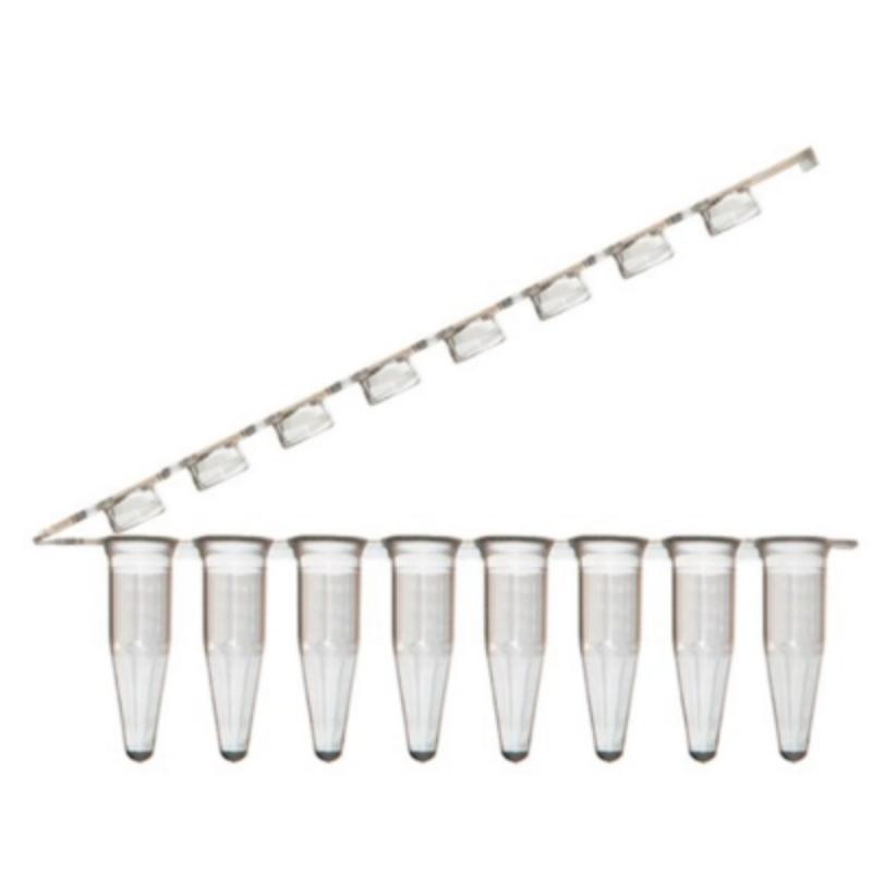 5060-10 0.2 ml BioFlex 8-Strip Tubes with Hinged Attached Flat Caps, Clear